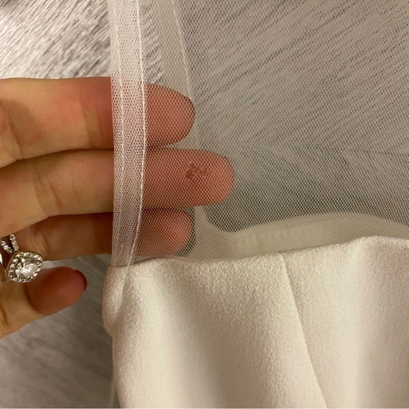 Dress The Population | Valerie Mix Media Sheer Bodycon Dress White Size XS - Picture 4 of 9